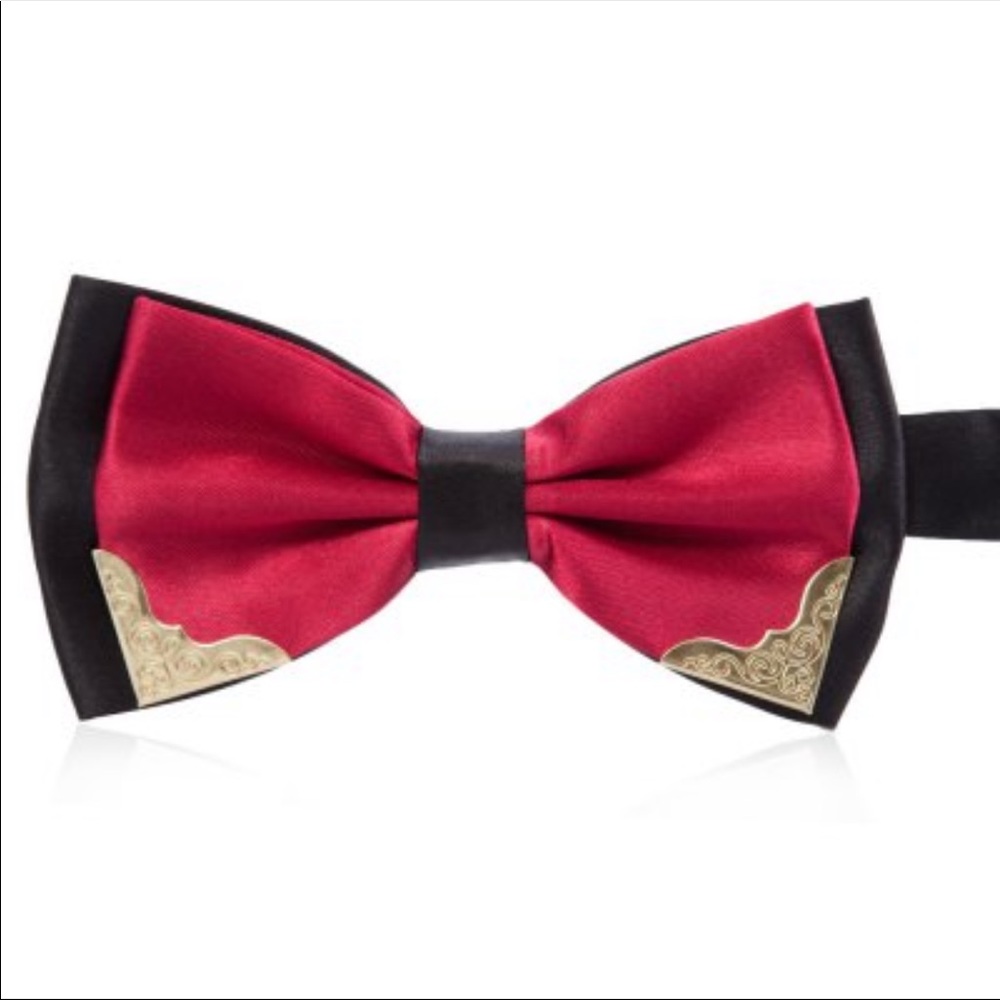 Chic and Luxurious Red Metal Bow Tie